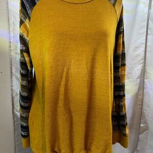 Mustard Plaid Long Sleeve Top